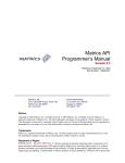Matrics API Programmer`s Manual