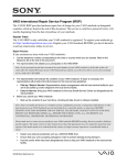 VAIO International Repair Service Program (IRSP)