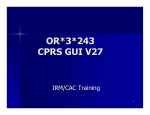 CPRS OR*3*243, CPRS GUI v27, Department of Veterans Affairs