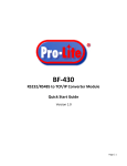 BF-430 Universal LAN Serial Server Quick Start Guide - Pro-Lite