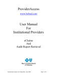 ProviderAccess User Manual For Institutional Providers