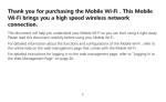Thank You For Purchasing The Mobile Wi-Fi . This