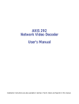 AXIS 292 Network Video Decoder User`s Manual