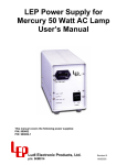 LEP Power Supply for Mercury 50 Watt AC Lamp User`s Manual