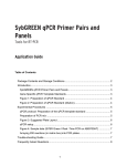 SybGREEN qPCR Primer Pairs and Panels