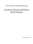 Academic Planning Database (APD) Manual