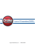 Drake Software User`s Manual Supplement: S Corporations