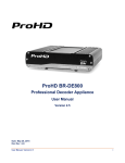 ProHD BR-DE800 Professional Decoder Appliance User Manual