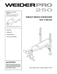 WEIGHT BENCH EXERCISER User`s Manual