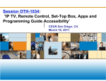 IP TV, Remote Control, SetTop Box, Apps and Programming