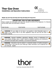 Thor Gas Oven Installation and Operation Instructions