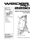 WEIGHT SYSTEM EXERCISER User`s Manual