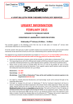 URGENT INFORMATION FEBRUARY 2015