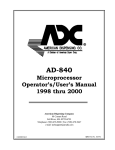 AD-840 Microprocessor Operator`s/User`s Manual 1998 thru 2000