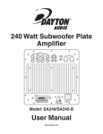 User Manual 240 Watt Subwoofer Plate Amplifier