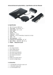 Universal External Laptop Battery - Specification and User Manual A