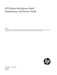 HP ProLiant MicroServer Gen8 Maintenance and Service Guide