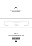 Owner`s Manual - Electrocompaniet