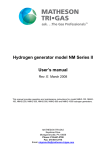 Hydrogen generator model NM Series II User`s manual