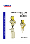 High Vacuum Regulator User Manual
