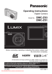 panasonic lumix dmc-sz1 User guide manual operating instructions