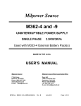 M362-4 and -9 UPS USER MANUAL