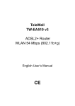 TeleWell TW-EA510 v3 ADSL2+ Router WLAN 54 Mbps (802.11b+g)