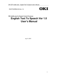 English Text To Speech Ver 1.0 User`s Manual