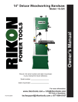 Rikon 14" Deluxe Bandsaw User Manual