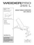 WEIGHT BENCH EXERCISER User`s Manual fit (_ _,,OEWo7