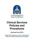 Clinical Services Policies and Procedures