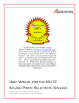 User MANUAL FOR THE AX410 SPLASH