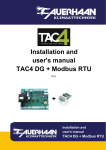 Installation and user`s manual TAC4 DG + Modbus RTU