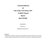 Technical Manual Of Intel Cedar Trail Series CPU & NM10 Chipset