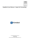 Expedient User Manual – Export Air Forwarding