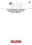 Use and Maintenance Manual for Pneumatic Membrane Presses PE