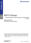 Renesas Starter Kit for RX113 Code Generator Tutorial Manual