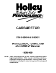 Holley 0-80450 Carburetor Installation Instructions