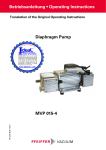 Pfeiffer Diaphragm Membrane Vacuum Pump MVP 015
