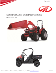 Mahindra USA, Inc. Limited Warranty Policy