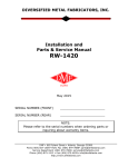 Installation and Parts & Service Manual RW-1420