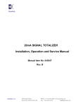 20mA SIGNAL TOTALIZER Installation, Operation and Service Manual