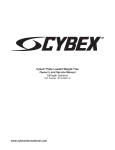 Cybex® Plate Loaded Weight Tree Owner`s and Service Manual