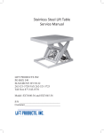 Stainless Steel Lift Table Service Manual - Lift
