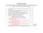 Initial Checklist - Bel-Aqua Pool Supply, Inc.