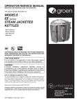 Groen Steam Jacketed Kettle Operator`s Manual