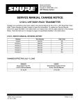 SERVICE MANUAL CHANGE NOTICE