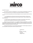 Dear MIFCO Customer: We would like to thank and congratulate you