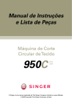 Singer 950C Cortadora Circular de Tecido | Manual de Instruções e