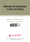 Singer 655D Botoneira | Manual de Instruções e Lista de Peças